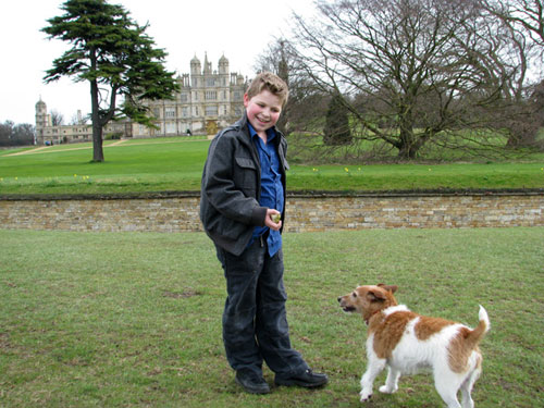 Burghley House lawn with Tristan